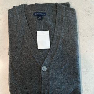 Lands' End Men's Fine Gauge Supima Cotton V-Neck Cardigan Sweater